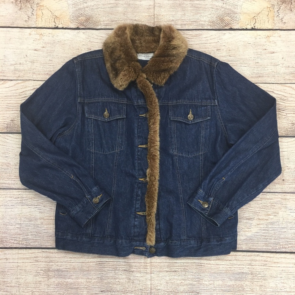 😍 Marisa Christina Demin Jacket Faux Fur Jacket SZ L